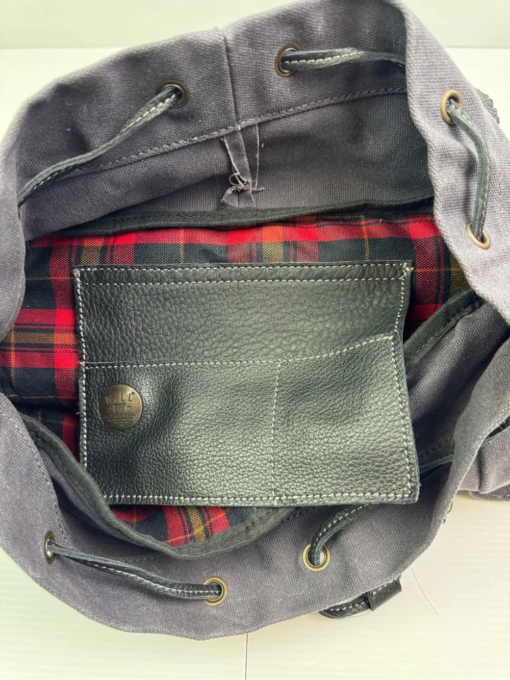 NWT Will Leather Goods Adventure Explorer Backpack Charcoal Canvas Distressed